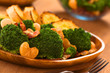 Fresh homemade broccoli, mandarin and bacon salad