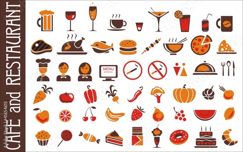 Vector: food and drink icons set for white background food and drink icons set for white background