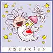 baby birth greeting card with starsign aquarius