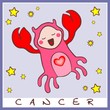 baby birth greeting card with starsign cancer