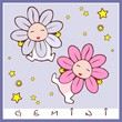 baby birth greeting card with starsign gemini
