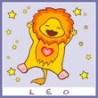 baby birth greeting card with starsign leo