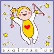 baby birth greeting card with starsign sagittarius