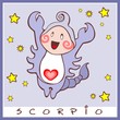 baby birth greeting card with starsign scorpio