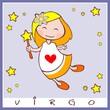 baby birth greeting card with starsign virgo