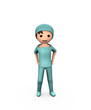3D Person Young Doctor Wearing Scrubs on White 3D Person Young Doctor Wearing Scrubs on White