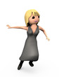 3D Dancing Blonde Girl Woman in Black Dress Ball Gown 3D Dancing Blonde Girl Woman in Black Dress Ball Gown