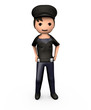 3D Young Male Policeman in Uniform on White 3D Young Male Policeman in Uniform on White