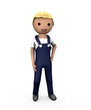 3D Blue Collar Workman in Overalls on White 3D Blue Collar Workman in Overalls on White