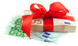 liasse de billets en paquet cadeau