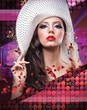 Foto: Fashion woman flayer.Woman with hat Fashion woman flayer.Woman with hat