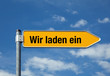 Pfeil mit blauem Himmel WIR LADEN EIN