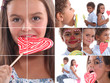 Montage of children with candy