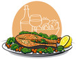 Baked salmon steak