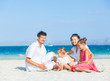 Family of four on tropical beach