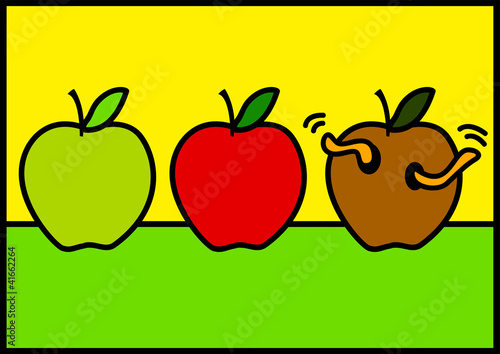 Vector: Illustration of three apples with different stages of ripeness Illustration of three apples with different stages of ripeness