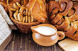 milk in a mug buns and appetizing rolls milk in a mug buns and appetizing rolls