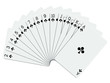 Cartes à jouer - série des trèfles en éventail