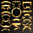 Set of golden vector ribbons or banners for your text