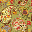 beautiful green  paisley seamless background.