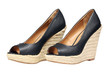 A pair of women's buskin shoes isolated with clipping path A pair of women's buskin shoes isolated with clipping path
