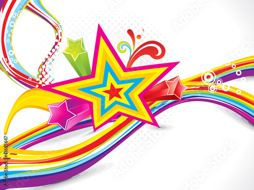 Vector: abstract colorful wave with star abstract colorful wave with star
