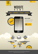 Mobile applications. Website template Retro style. Yellow Black.