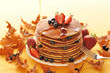 Pancakes with strawberry and blueberries Pancakes with strawberry and blueberries