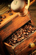 Vintage wooden coffee mill grinder