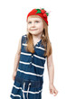 happy smiling little girl on white background in studio