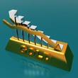3d diagram of golden bullions with a arrow