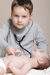 Stethoscope listening to a baby's heartbeat