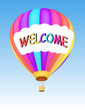 illustration of hot air ballon with text Welcome in a sky illustration of hot air ballon with text Welcome in a sky