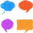 Colorful hand drawn speech and thought bubbles, vector