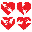 set of Hands on heart, abstract vector icons