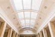 Hall glass ceiling and clock with five to twelve