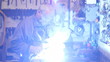 Welder at work in workshop