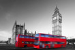 Big Ben with red city buses in London, UK Big Ben with red city buses in London, UK
