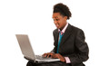 Black business man with laptop