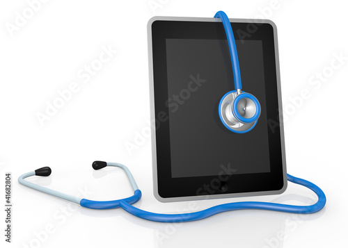 Illustration: tablet pc and stethoscope tablet pc and stethoscope