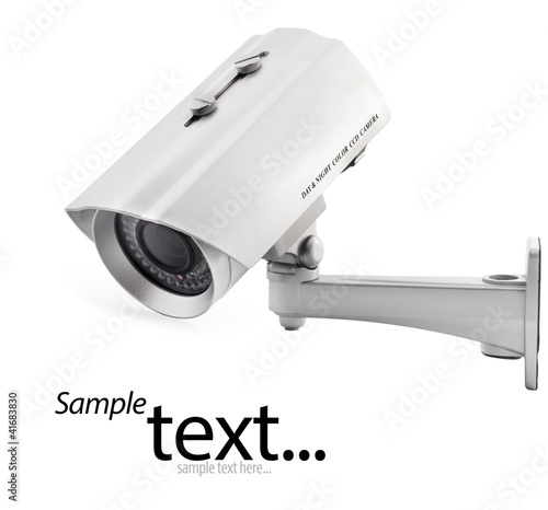 Photo: Security Camera, isolated on white, with clipping paths Security Camera, isolated on white, with clipping paths