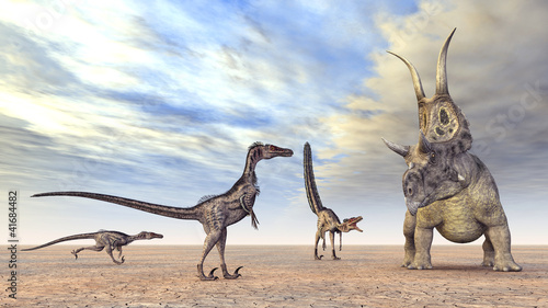 Illustration: Velociraptoren auf der Jagd Velociraptoren auf der Jagd