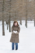 Happy middle age woman having fun in winter
