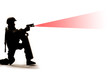 Soldier shooting weapon.