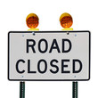 Road closed sign against a white background