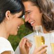 Young happy couple with champagne, outdoor Young happy couple with champagne, outdoor