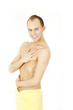 Man covered with towel Man covered with towel