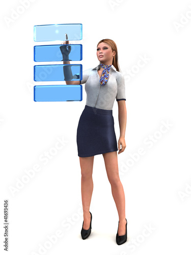 Illustration: woman chooses a virtual menu woman chooses a virtual menu