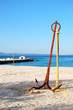 Anchor on the beach and turquoise water at the modern luxury hot