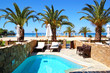 Swimming pool by luxury villa with beach view, Halkidiki, Greece